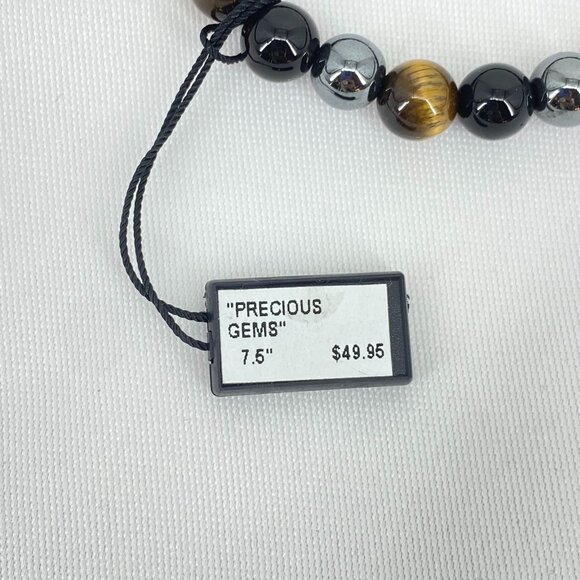 FAC Tiger's Eye Black Onyx & Hematite Gem Bracelet NWT - Picture 4 of 5